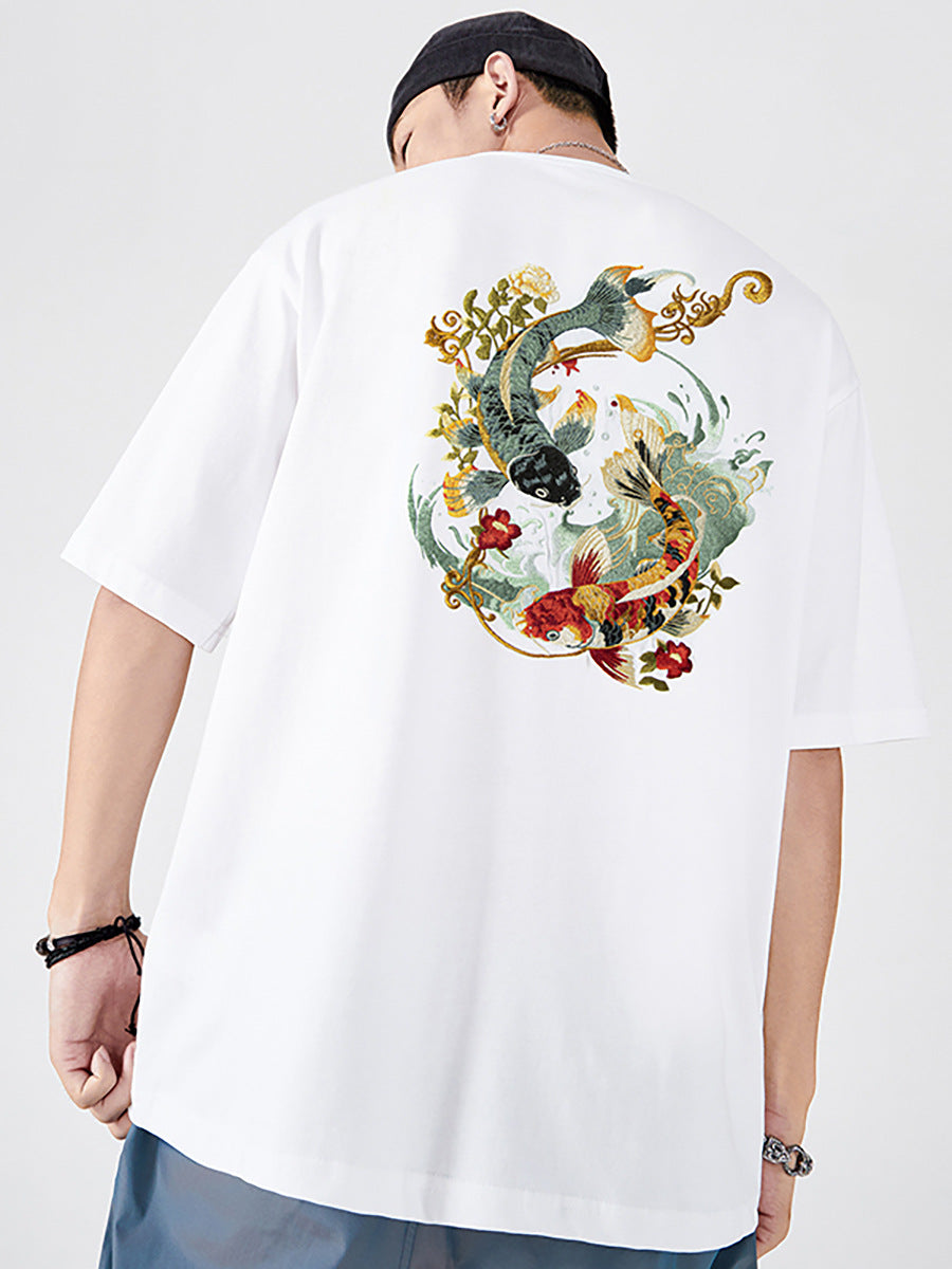 Embroidered Cotton Short-Sleeve T-Shirt for Men