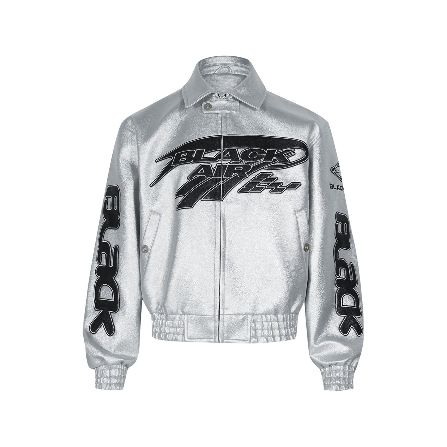Embroidered PU Leather Jacket Streetwear Oversized